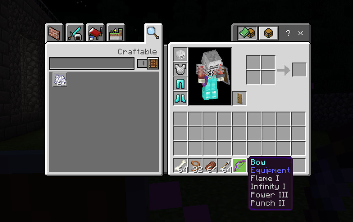 The inventory of a minecraft player.